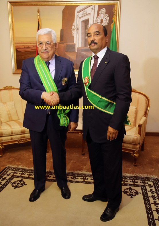 صورة للرئيس الموريتاني والفلسطيني بعد التوشيح